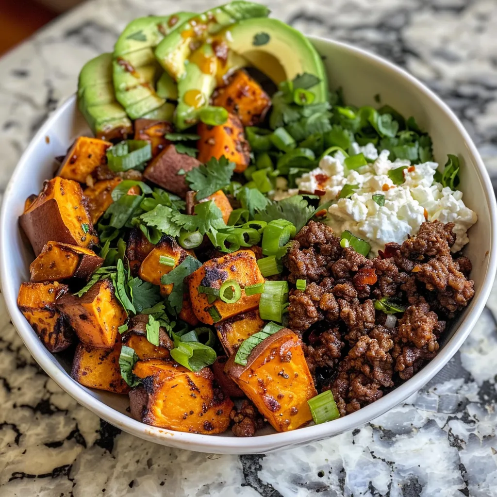spicy ground beef sweet potato protein bowl 1 U1
