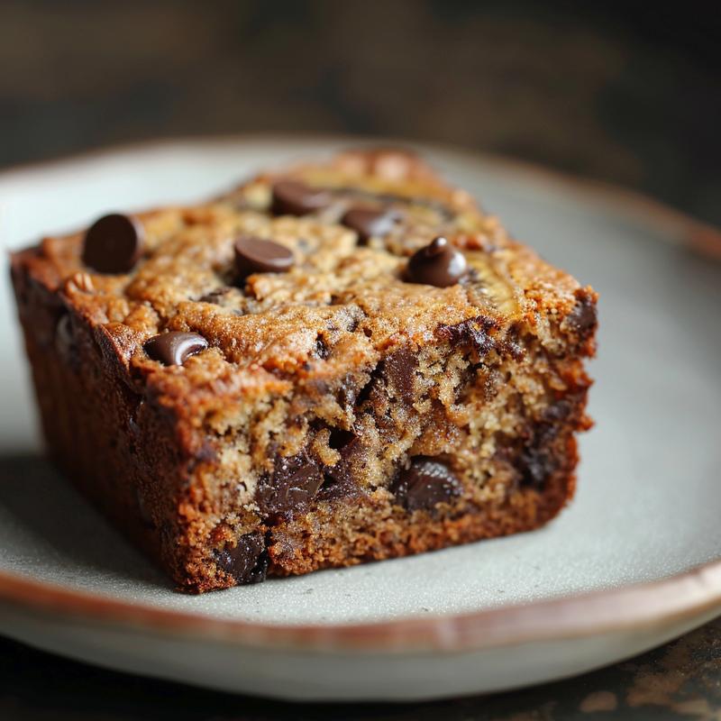 A close-up view of a slice of cinnamon swirl banana bread on a light grey ceramic plate.