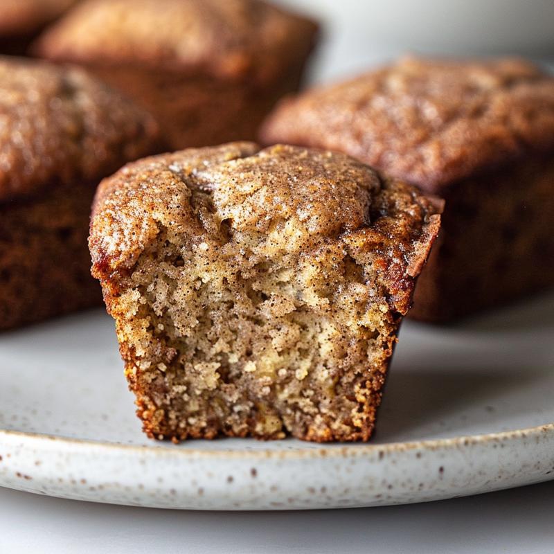 Close-up of a slice of banana bread on a grey plate, showcasing its texture and moisture.