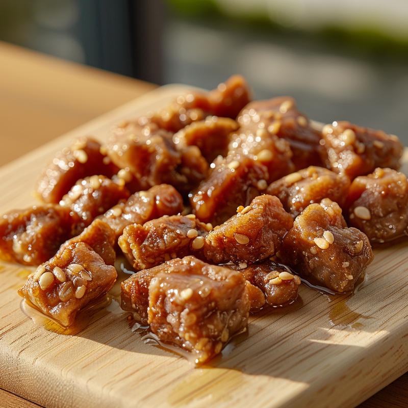 Close-up of a beautifully plated 17eetaesfk on a wooden board, showing intricate textures.
