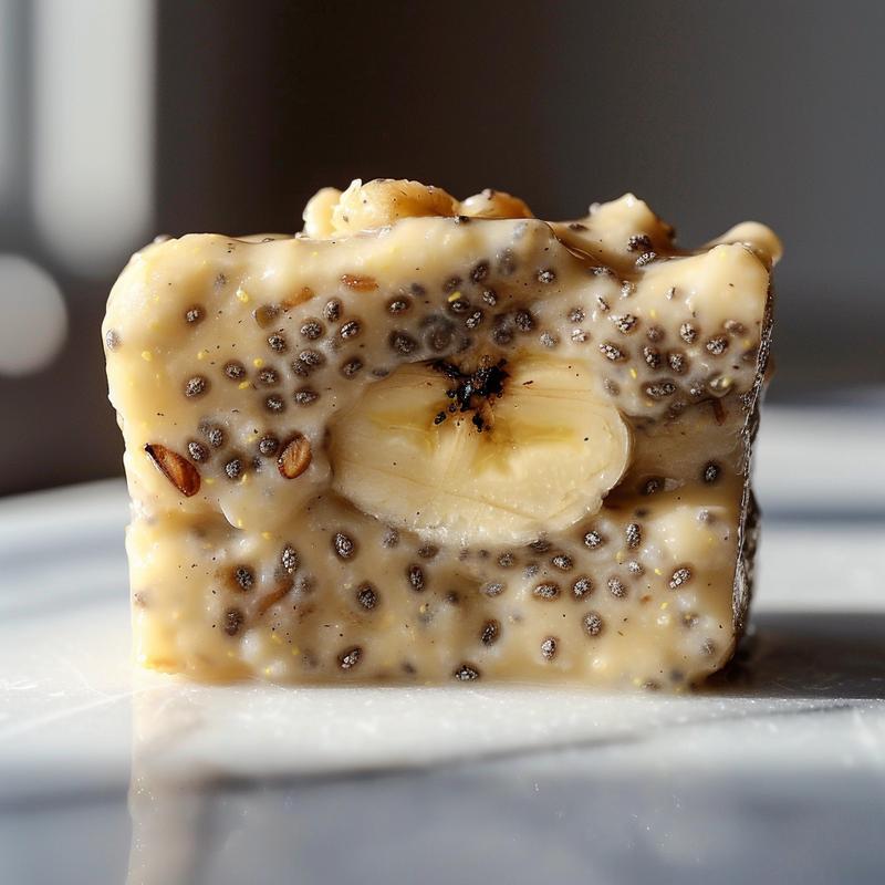 Close-up of creamy banana chia pudding in a minimalist setting.